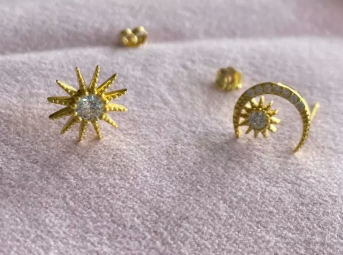 Aretes de Plata 925 con Baño de Oro de 14k