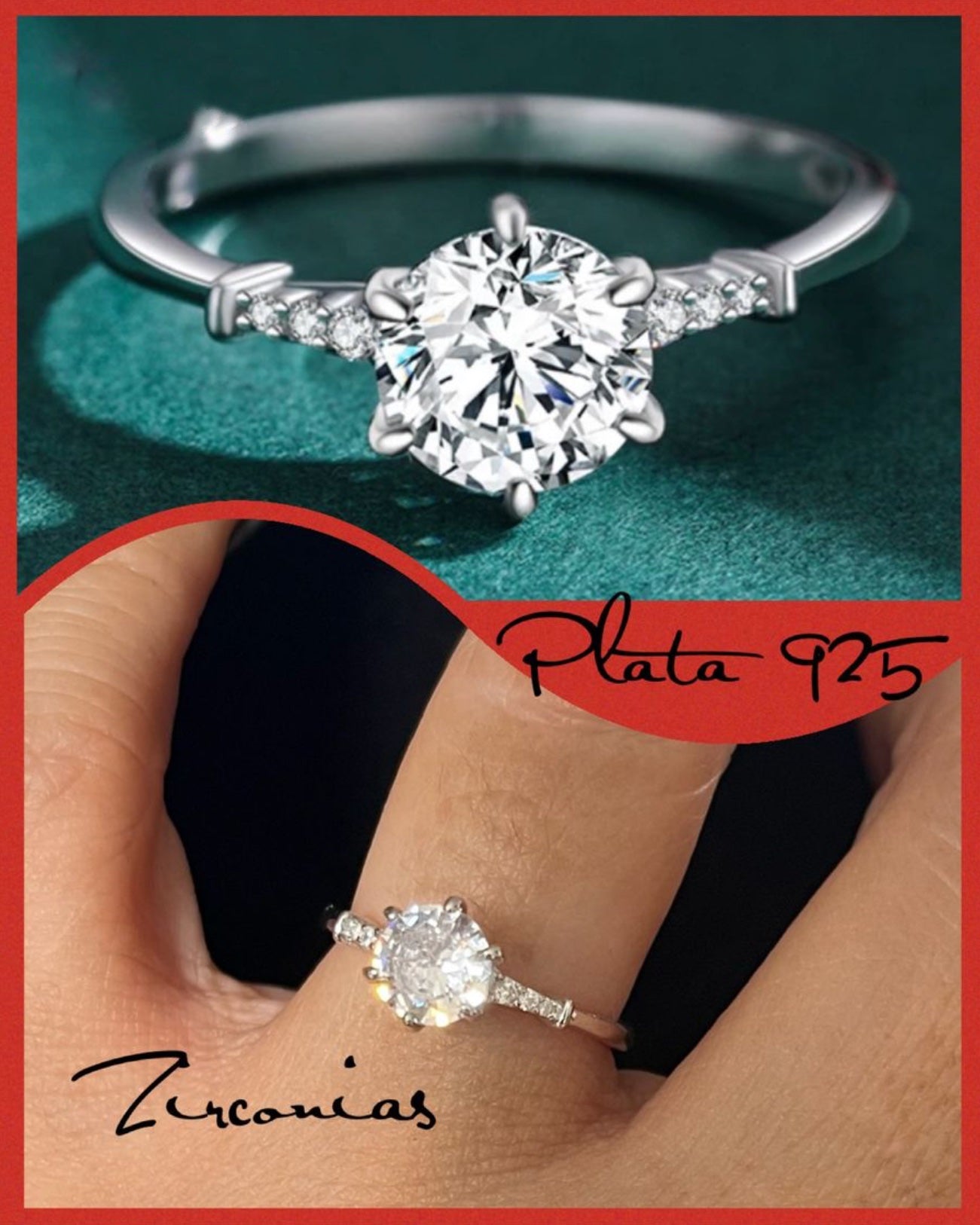 Anillo de Plata 925 con Zirconias