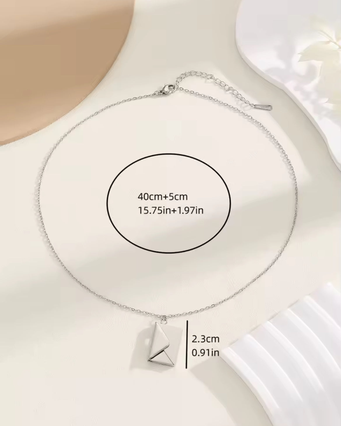 Collar y Dije de Plata 925 modelo Carta de Amor