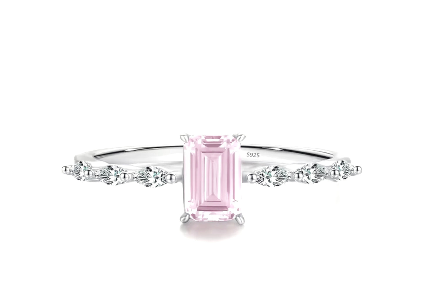Anillo de Plata 925 con Zirconia corte Baguette