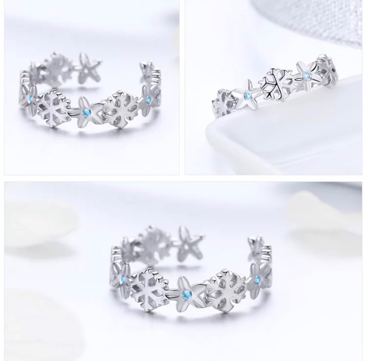 Anillo de Plata 925, con Zirconias, Ajustable