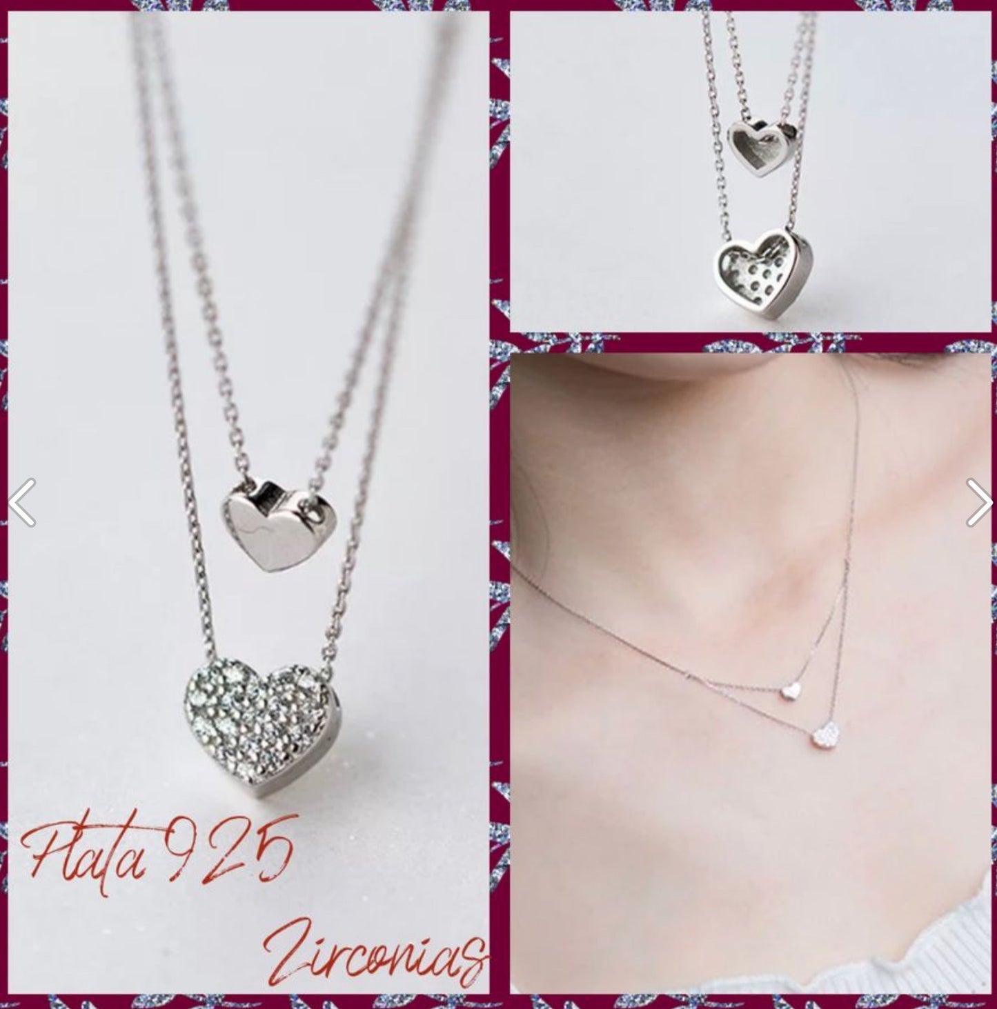 Collar / Gargantilla doble de Plata 925 con Zirconias