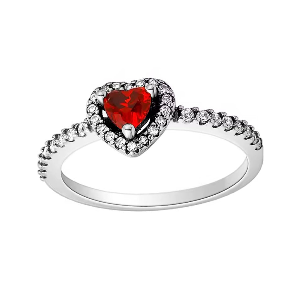 Anillo de Plata 925 con Zirconia Corte ❤️ Corazón