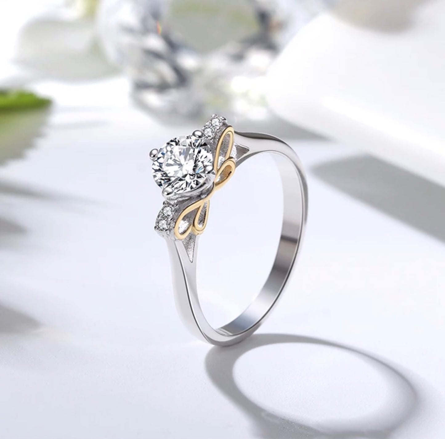 Anillo de Plata 925 con Moño bañado en Oro de 14k