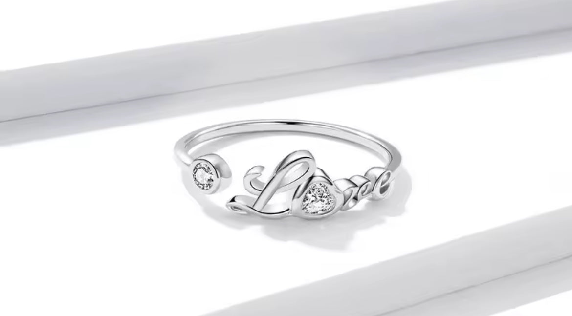 Anillo de Plata 925, con Zirconia, Ajustable