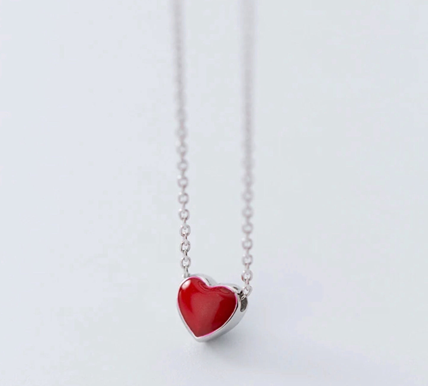 Collar de Plata 925, con Corazón Esmaltado