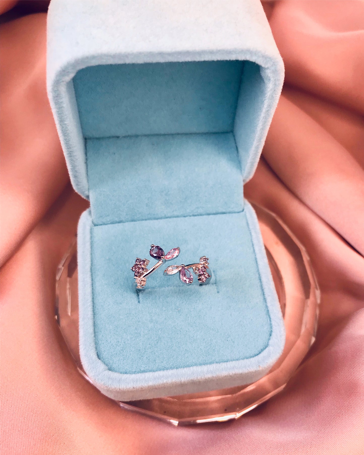 Anillo de Plata 925 con Zirconias, Ajustable