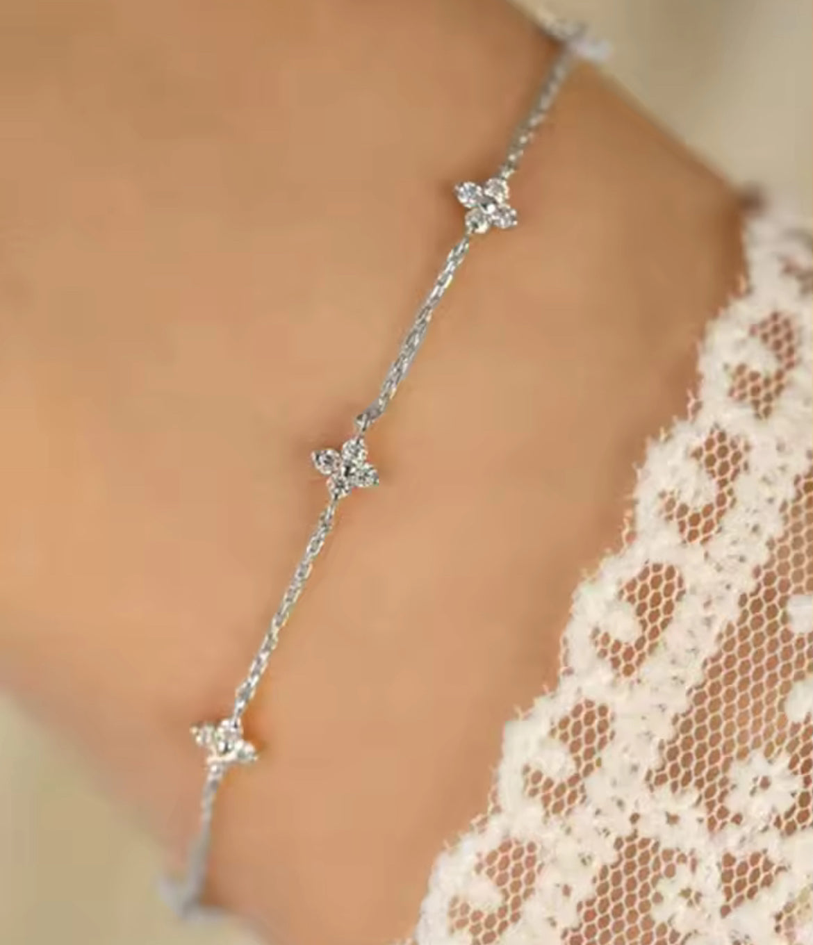 Pulsera de Plata 925 con Zirconias modelo Flores