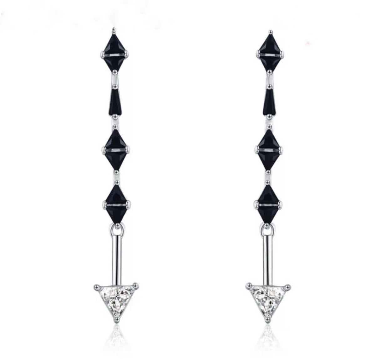 Aretes de Plata 925 con Espinela Negra y Zirconias