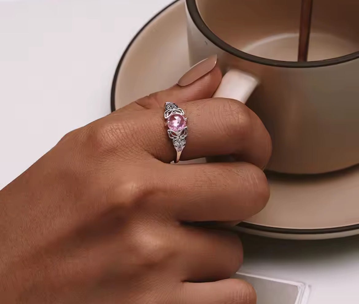 Anillo de Plata 925 con Zirconias modelo Mariposas