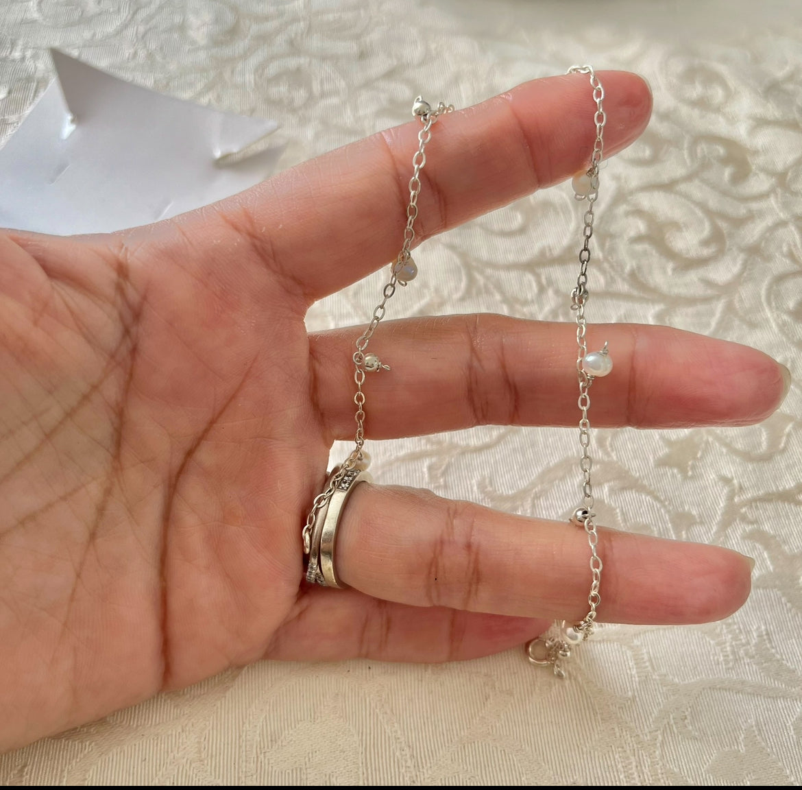 Tobillera de Plata 925 con Perlas de Río