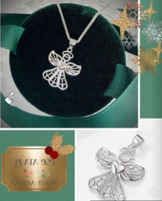 Dije y Cadena de Plata 925 modelo Ángel