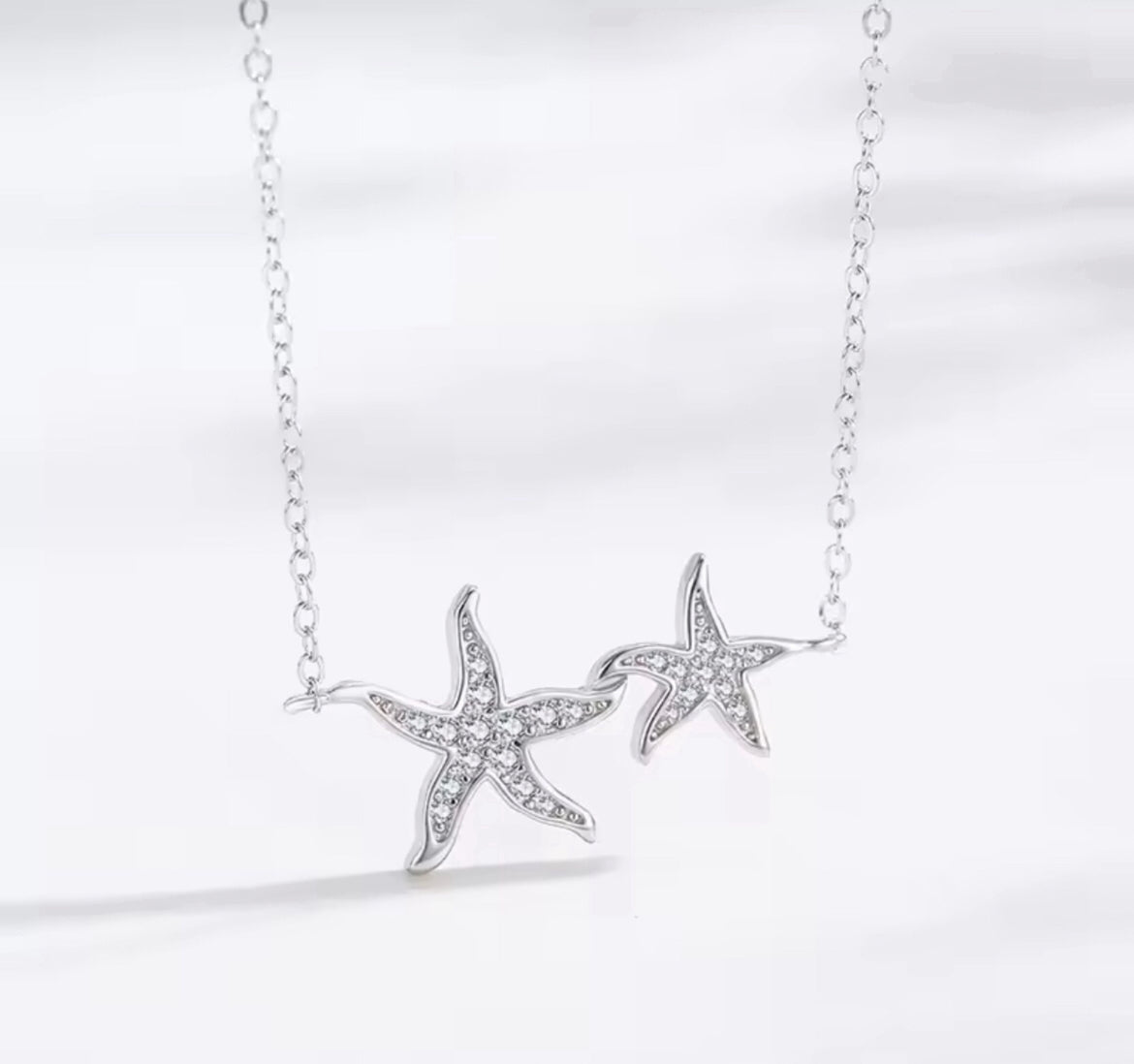Collar de Plata 925 y Zirconias con Estrellas de Mar