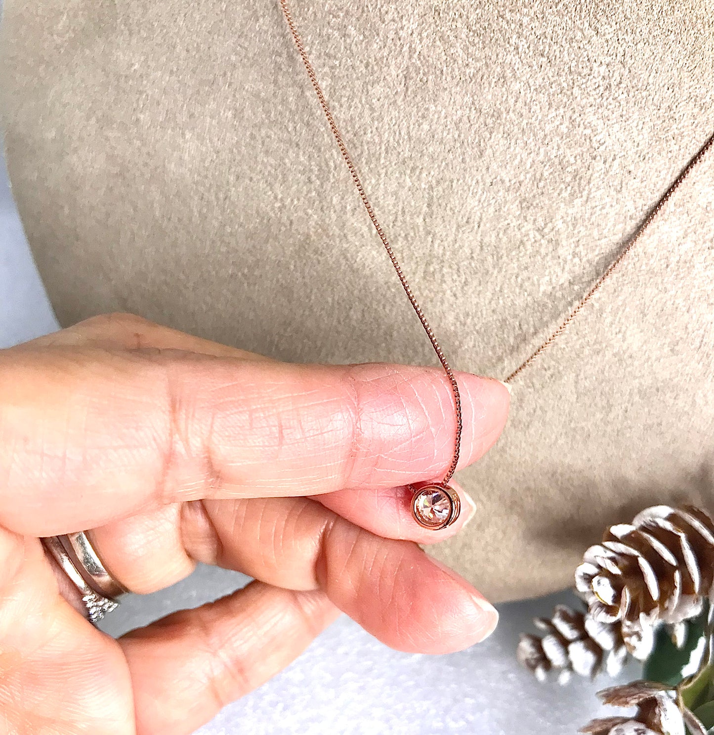 Cadena de Plata 925 bañada con Oro Rosa y Zirconia