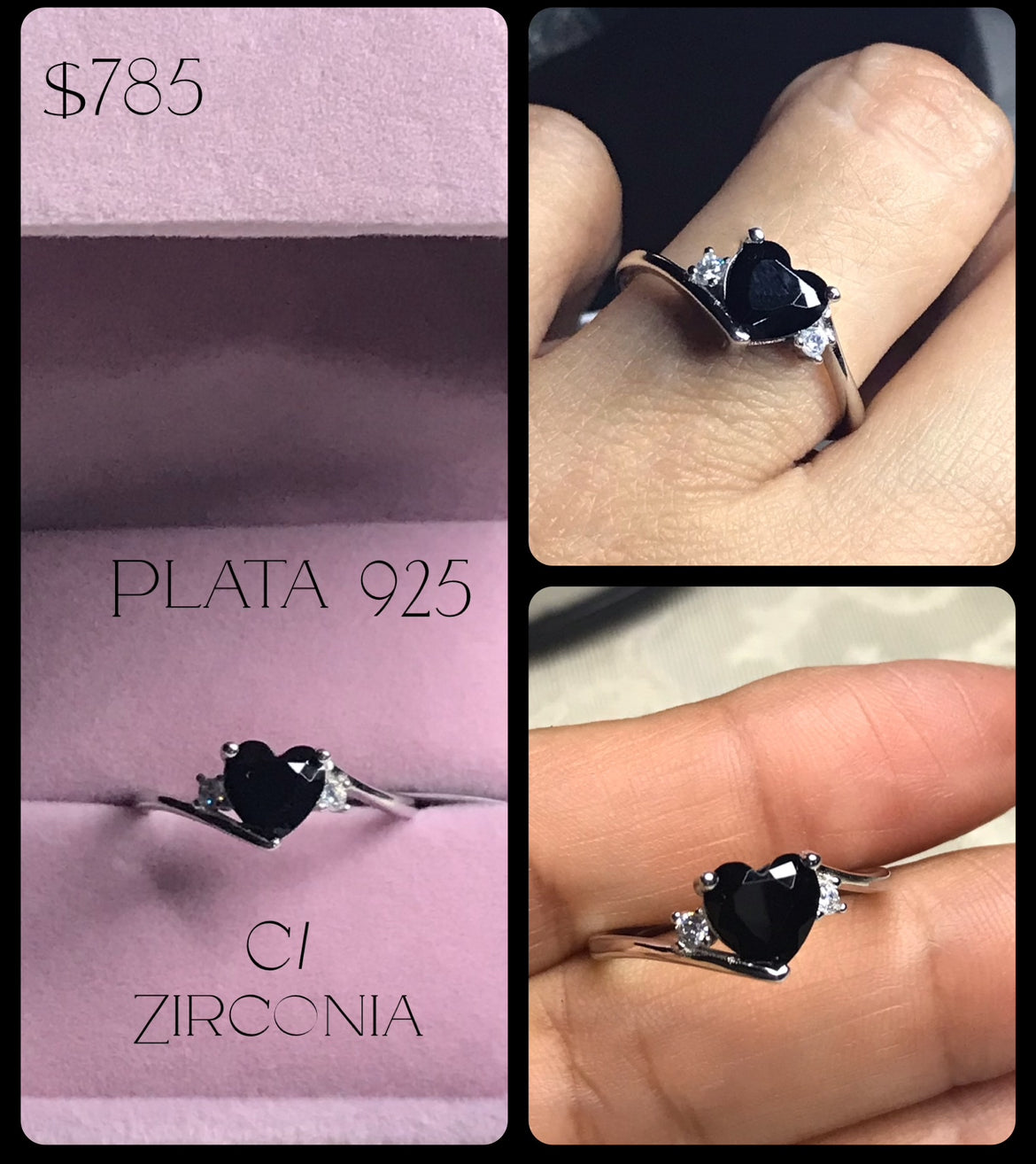Anillo de Plata 925 con Zirconia π€ color Negro