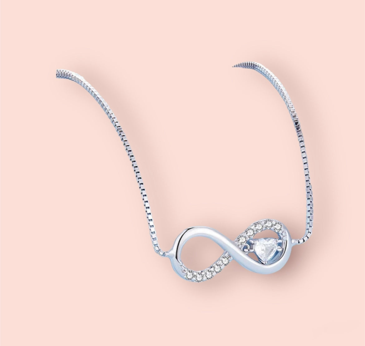 Collar de Plata 925 con Zirconias, modelo Infinito