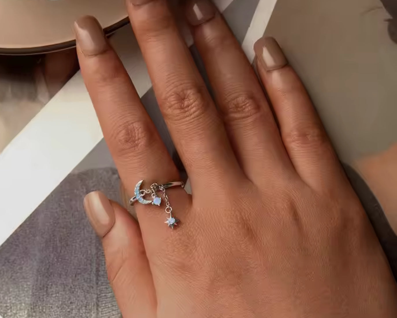 Anillo de Plata 925 con Nano Opalo, Ajustable