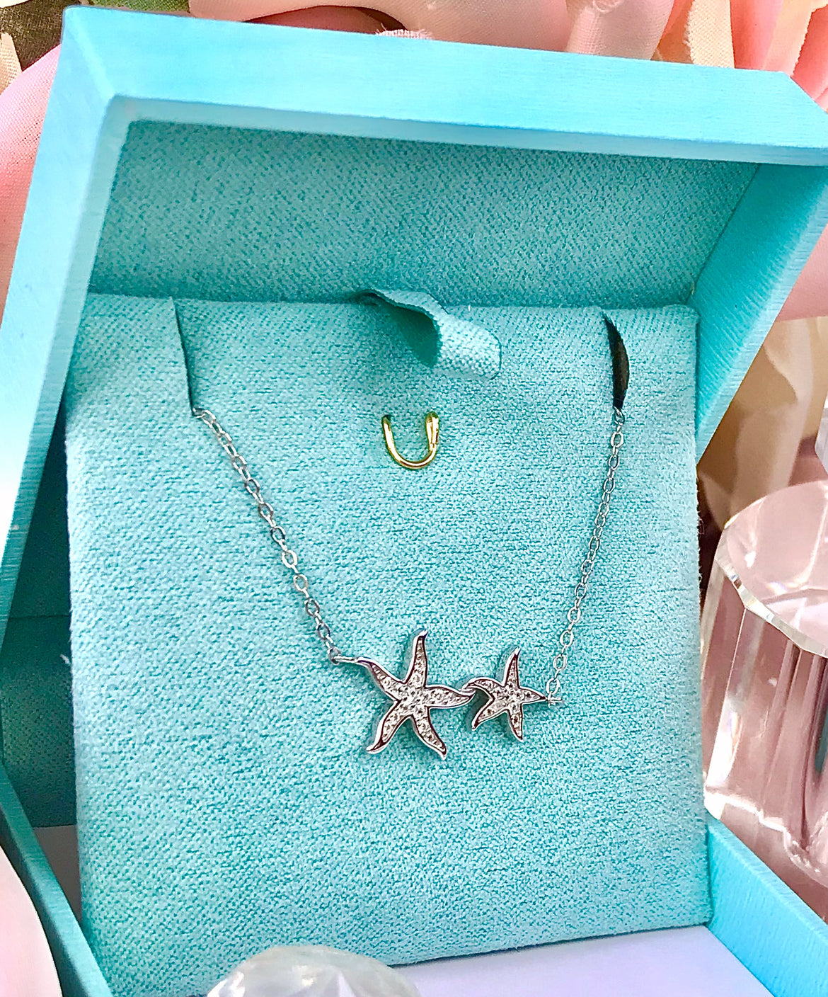Collar de Plata 925 y Zirconias con Estrellas de Mar
