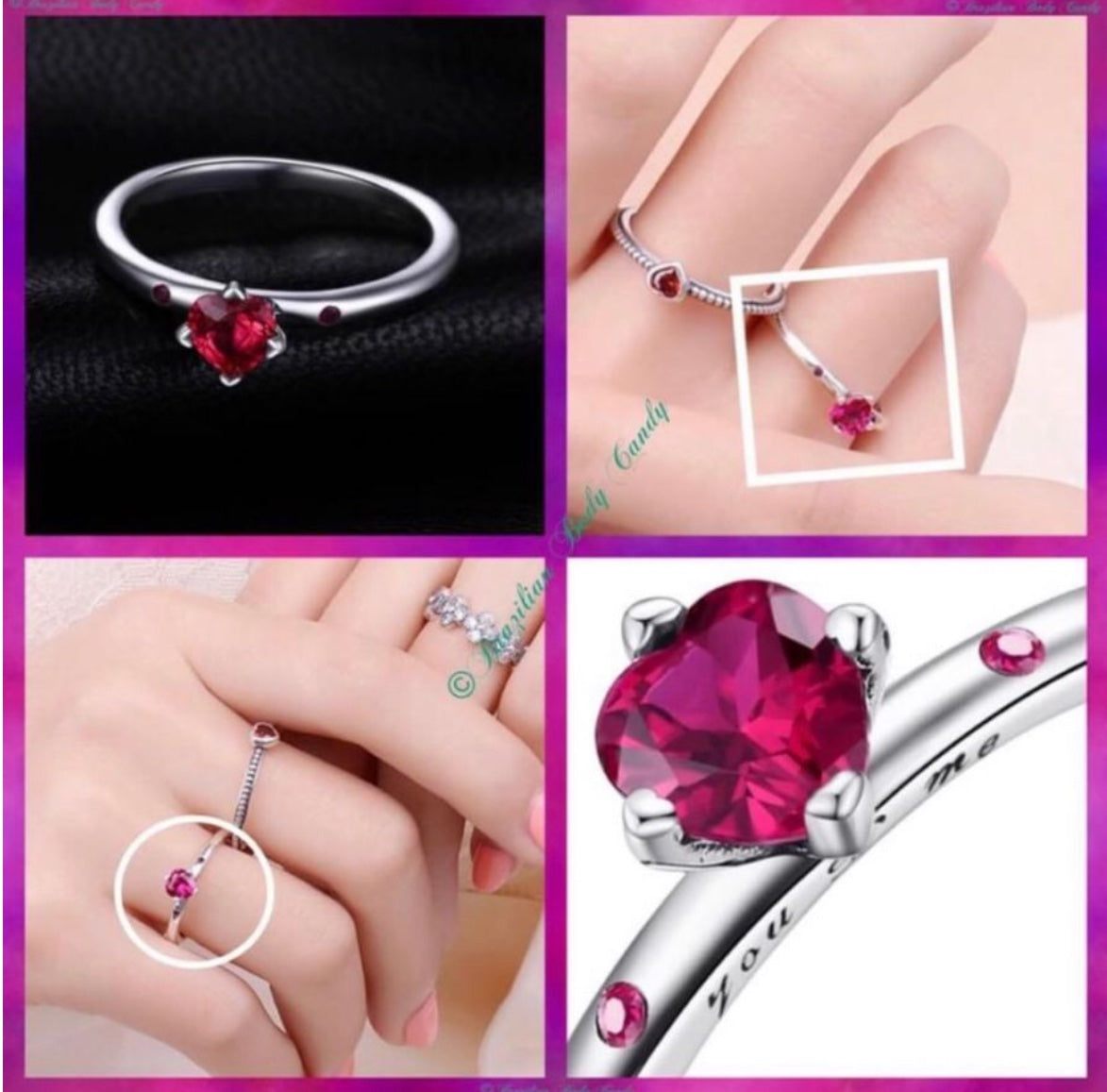 Anillo de Plata 925 con Zirconia modelo Corazón GRABADO “Tu y Yo”
