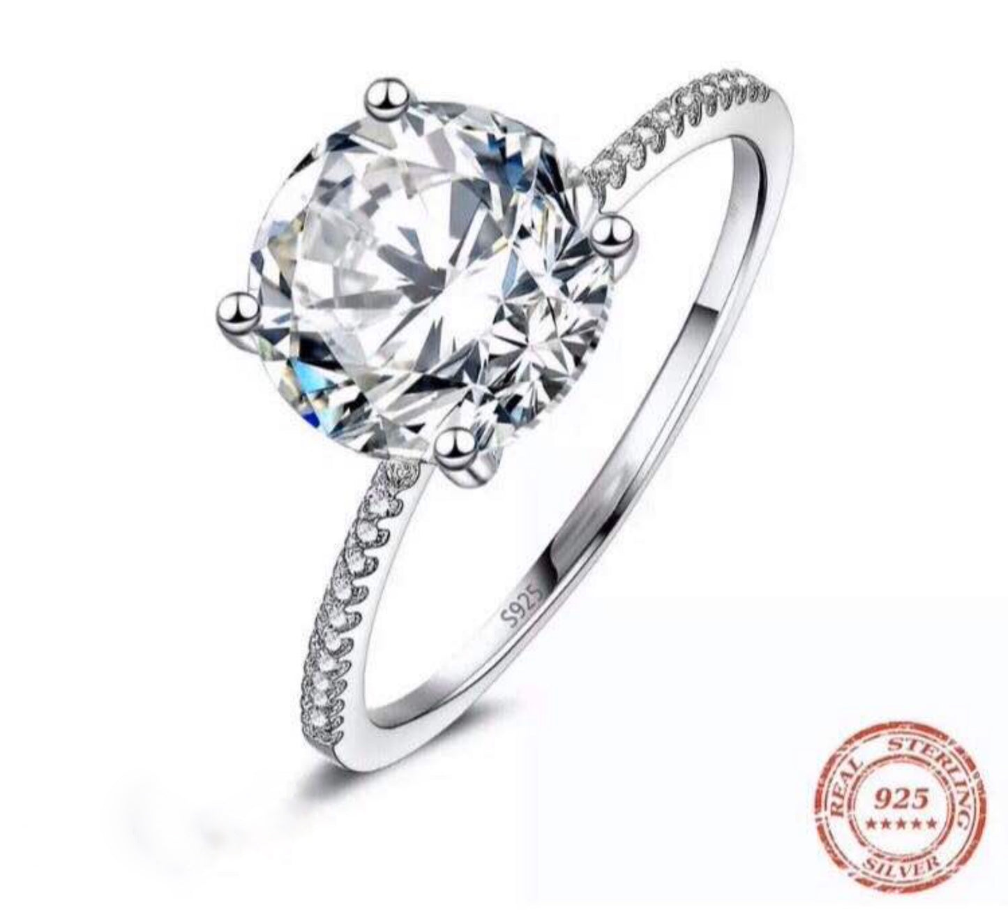 Anillo Solitario de Plata 925 con Zirconias