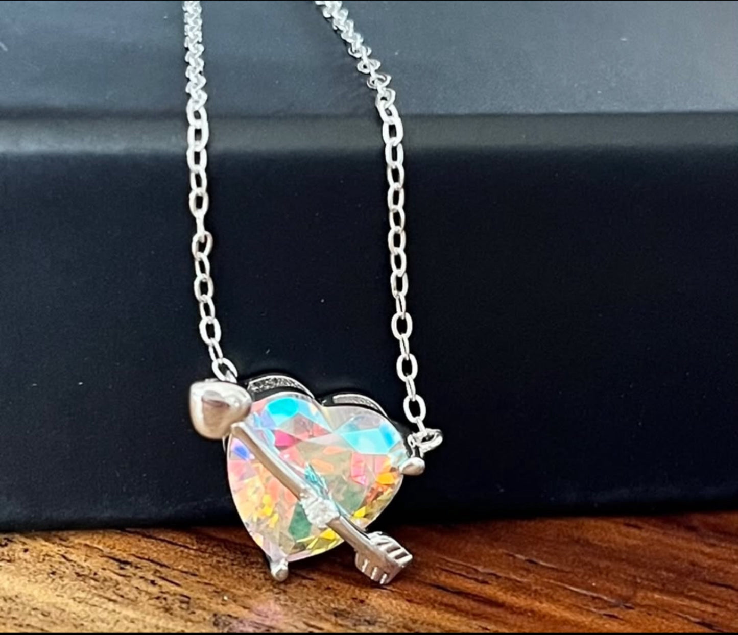 Collar de Plata 925 con Corazón de Cristal