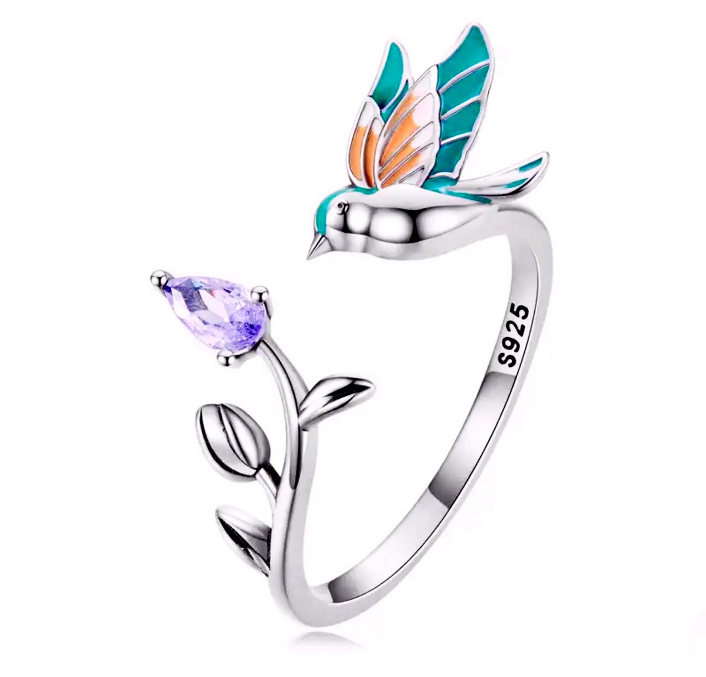 Anillo de Plata, modelo Colibrí, Ajustable