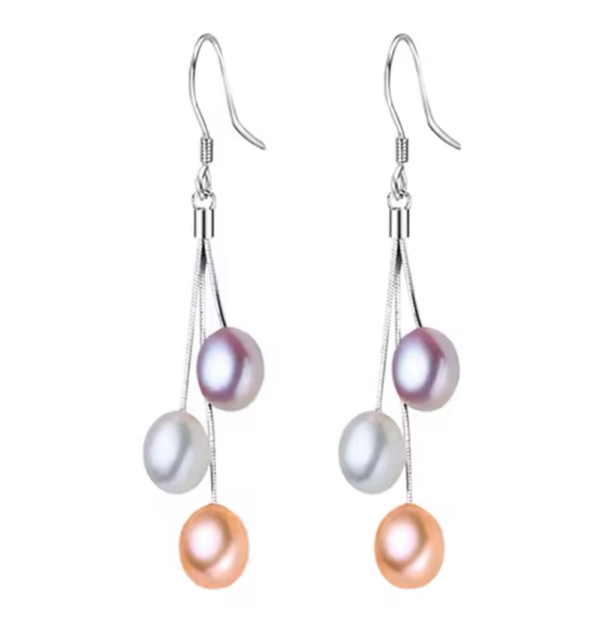 Aretes de Plata 925 con Perlas Cultivadas modelo Colgante