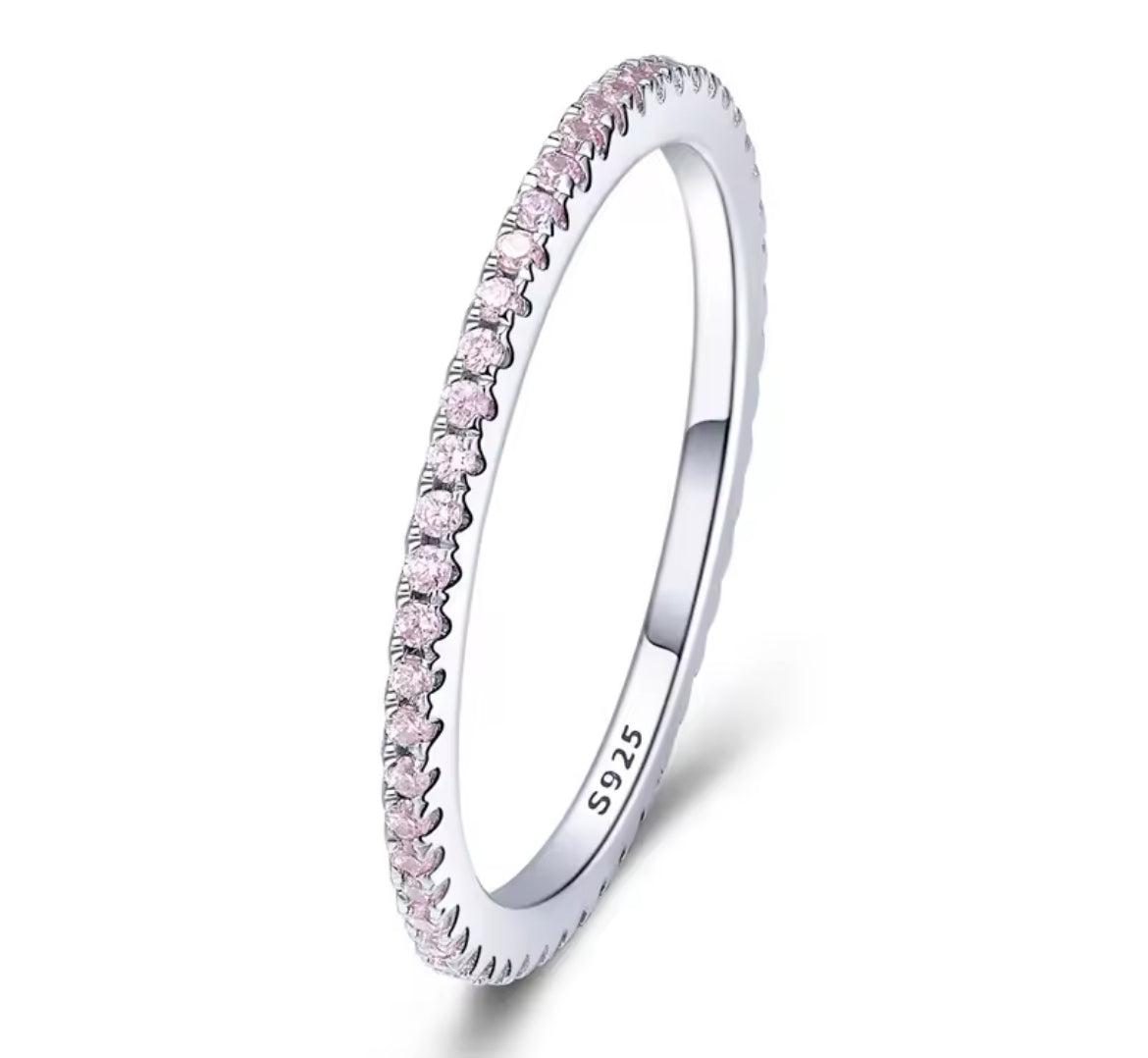 Churumbela de Plata 925 con Zirconias color Rosa
