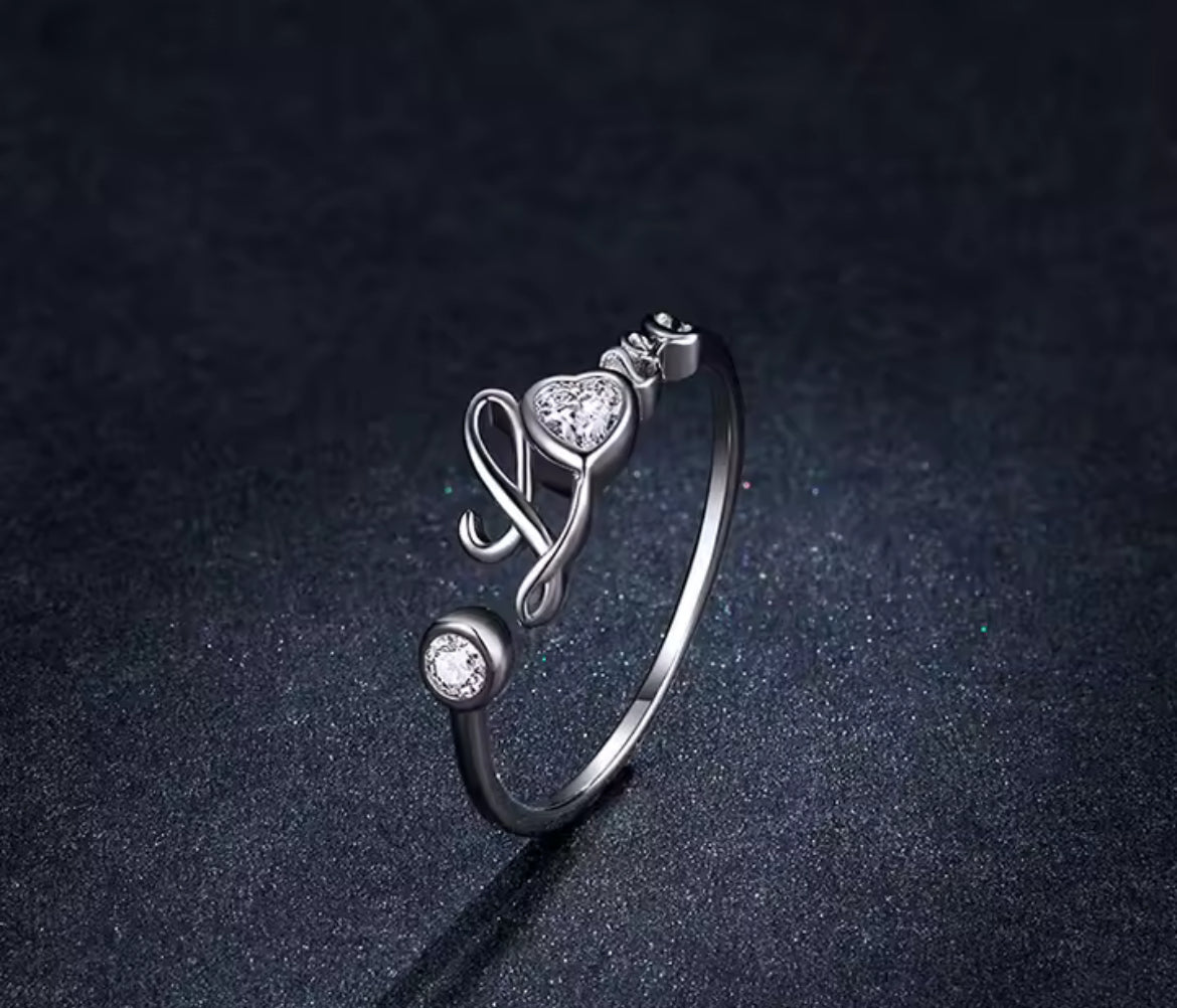 Anillo de Plata 925, con Zirconia, Ajustable