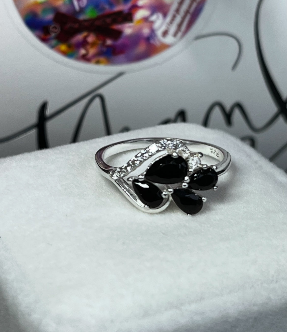 Anillo de Plata 925 con Zirconia en Color Negro