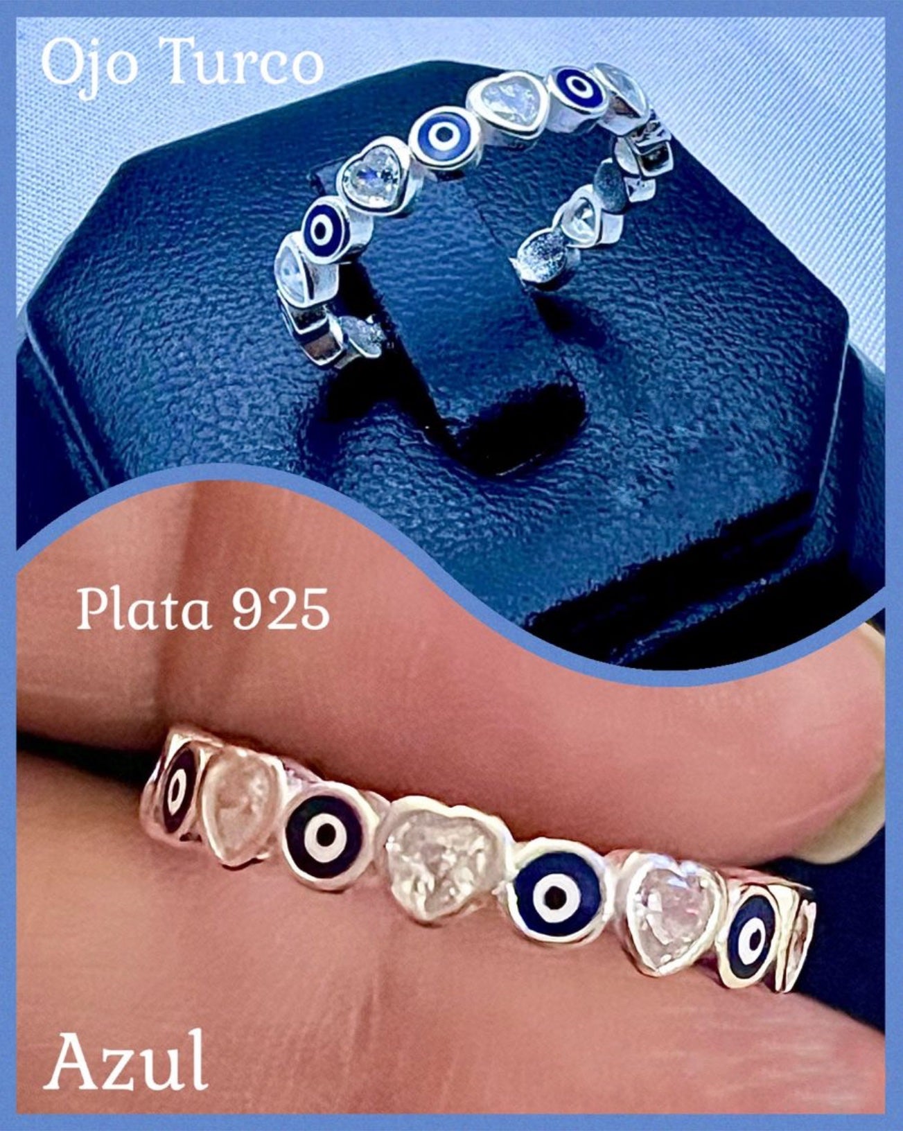 Churumbela de Plata 925, con Ojo Turco, modelo Corazón