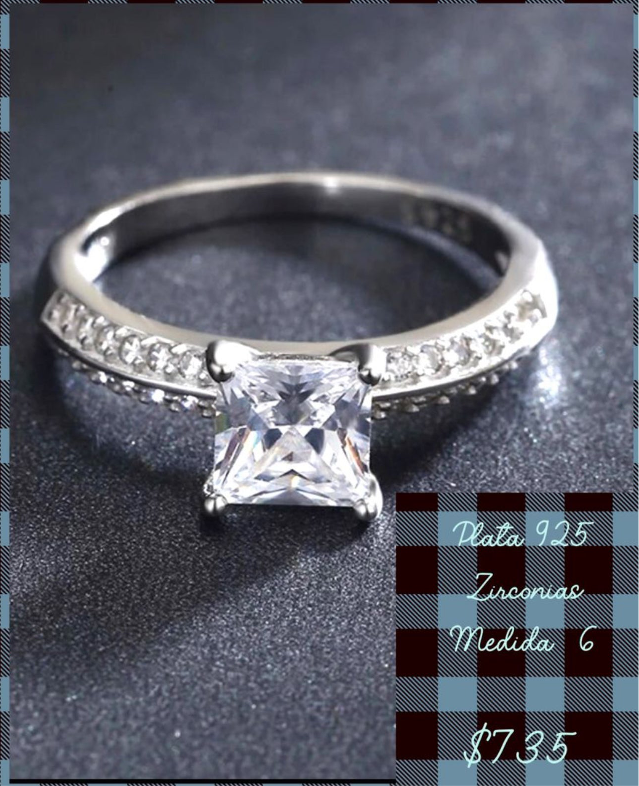 Anillo de Plata 925 con Zirconia corte Princesa