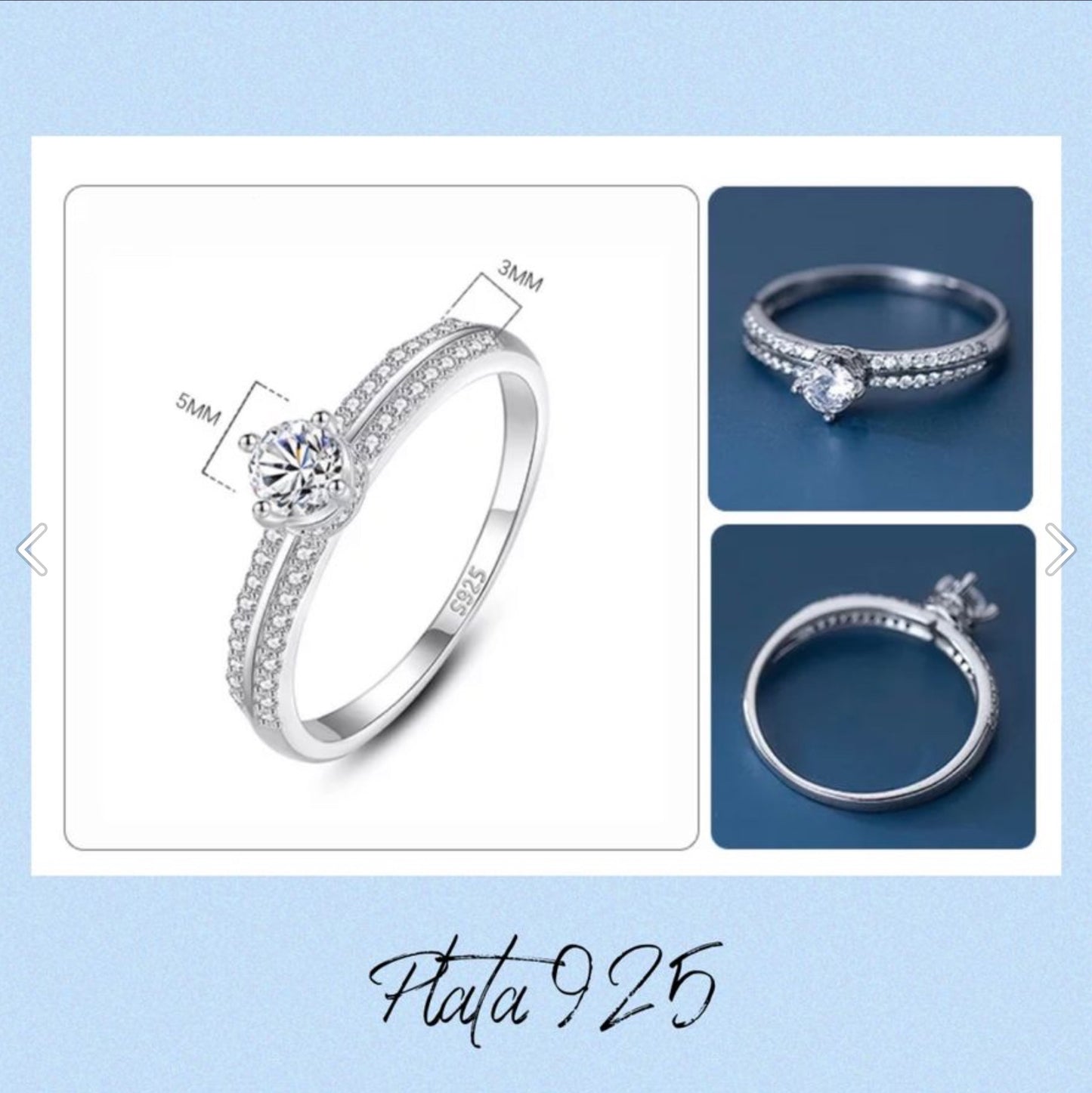 Anillo de Plata 925 con Zirconias