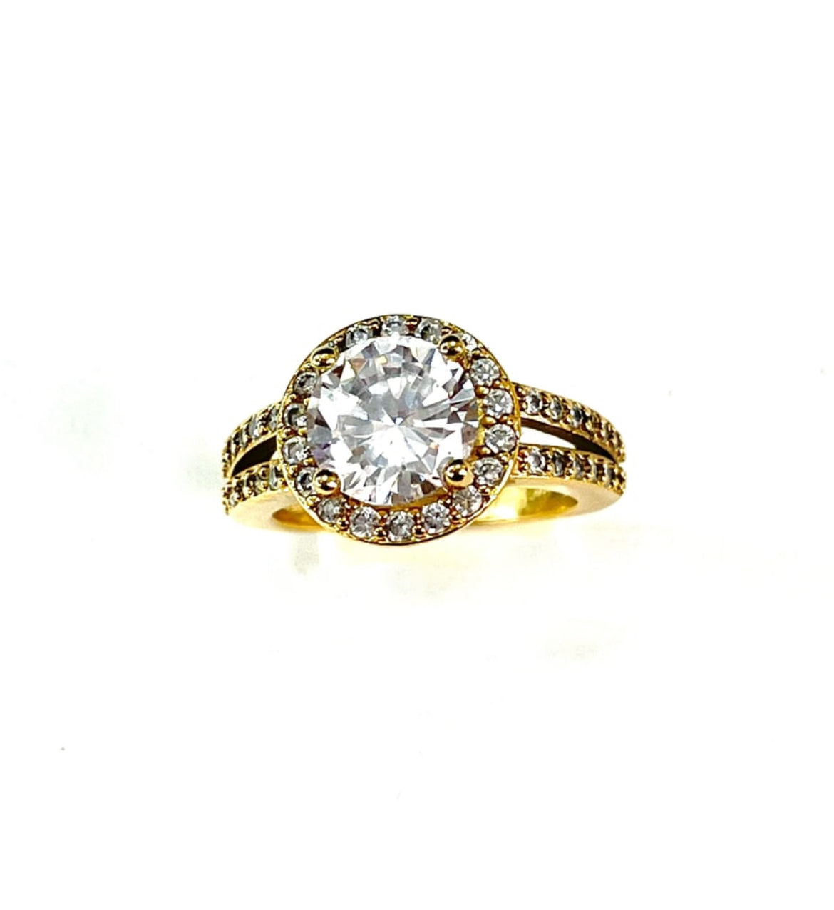 Anillo en Chapa de Oro 18k con Zirconias