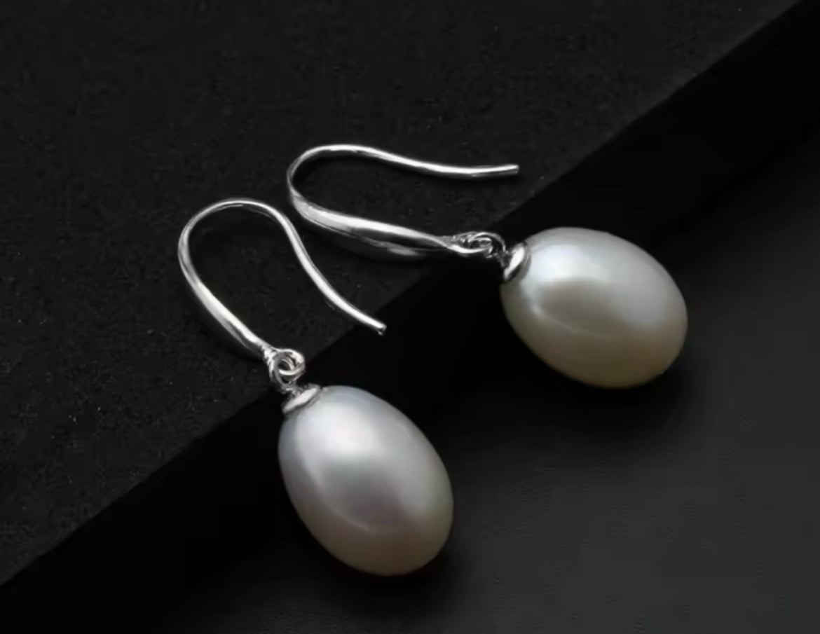 Aretes de Plata 925 con Perlas Cultivadas color Blanco