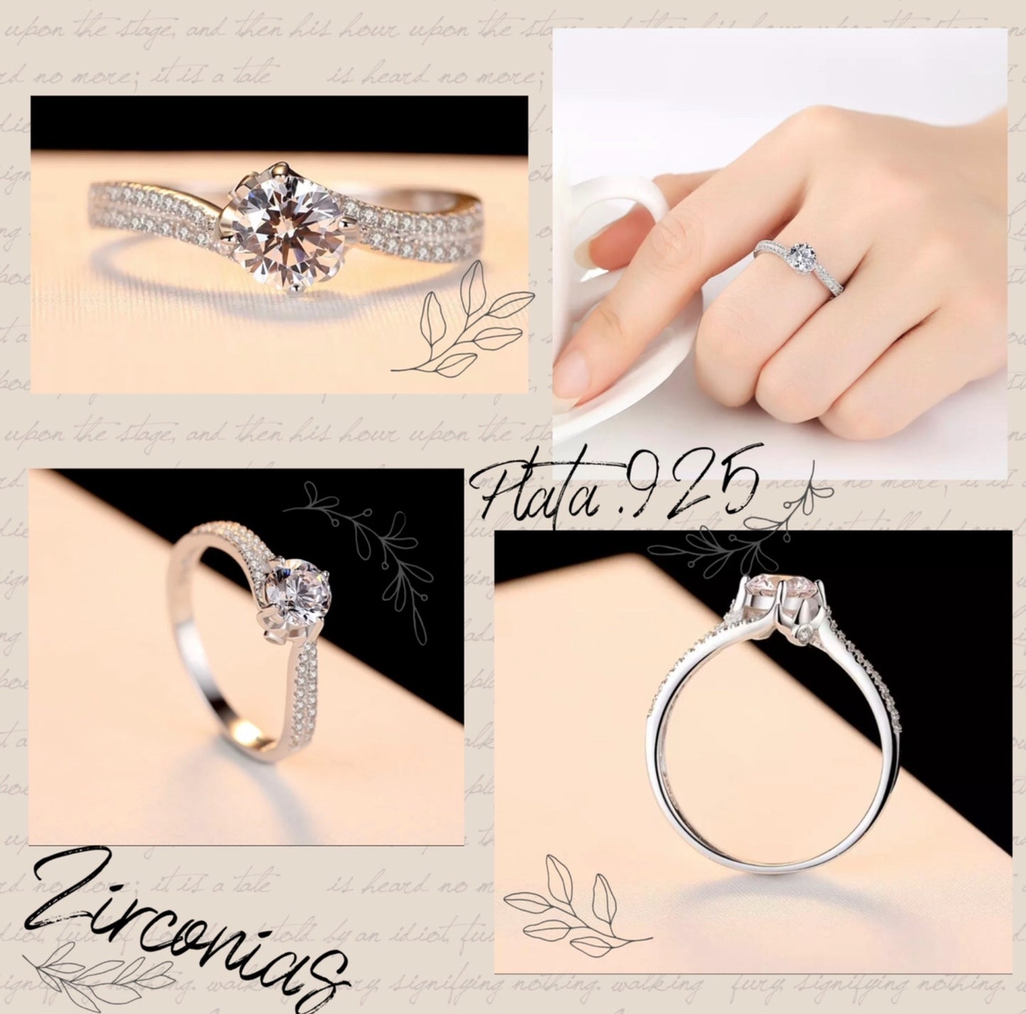 Anillo de Plata 925 con Zirconias