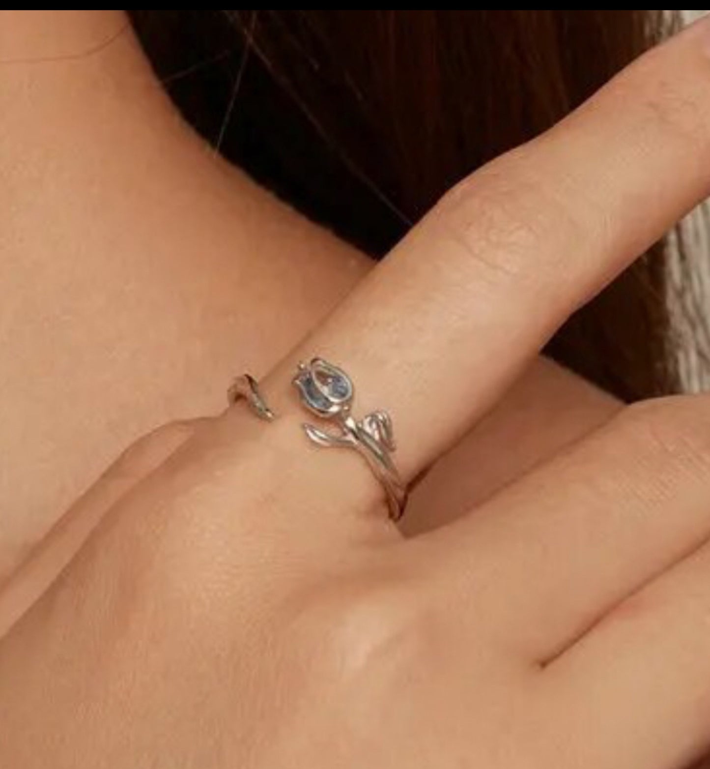 Anillo de Plata 925, Ajustable al Dedo, Modelo Tulipán