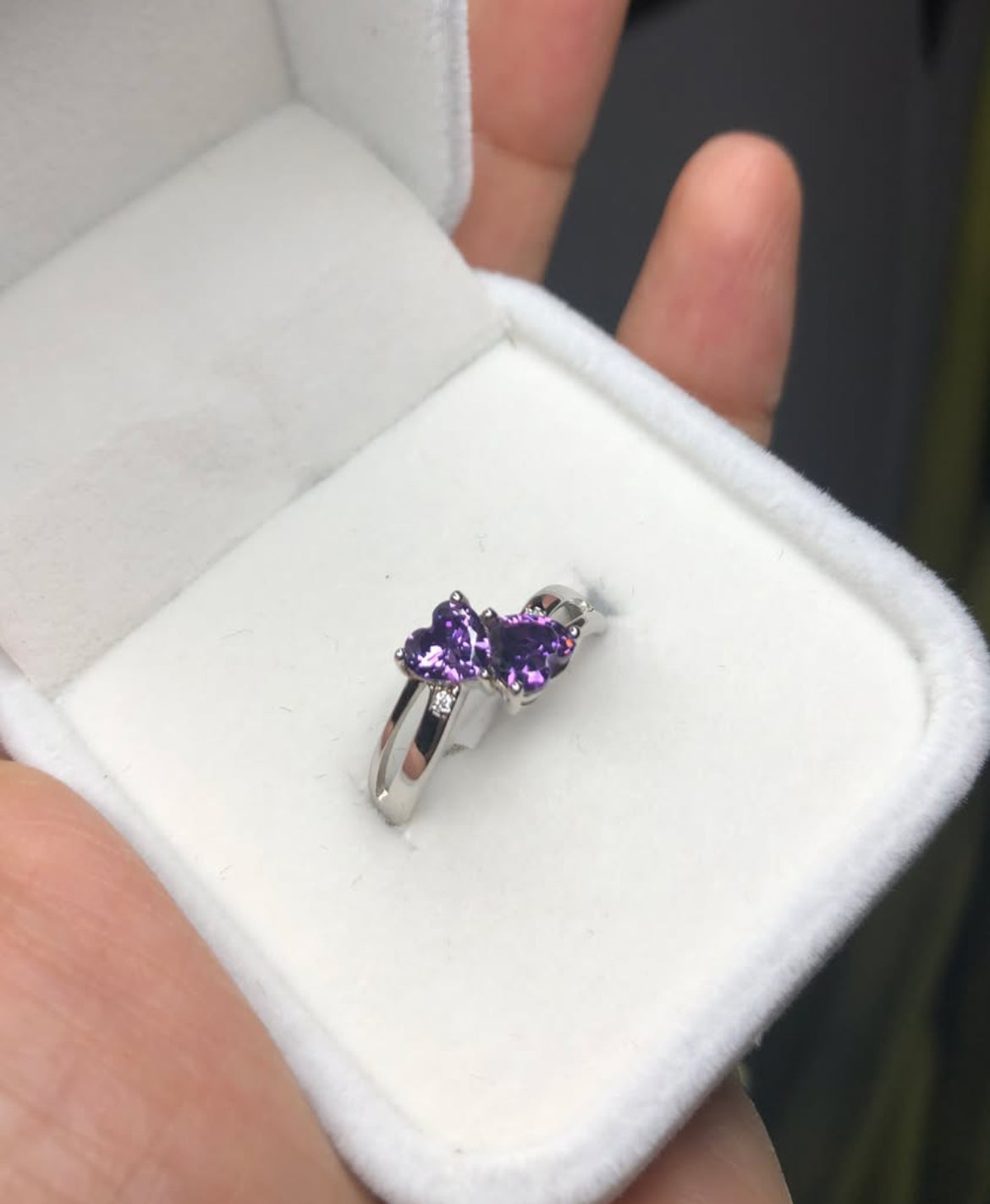 Anillo de Plata 925 con Zirconias modelo Tu y Yo modelo Corazón
