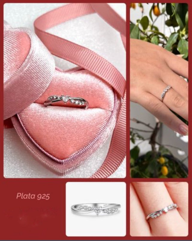 Anillo de Plata 925 con Zirconias modelo Corazón