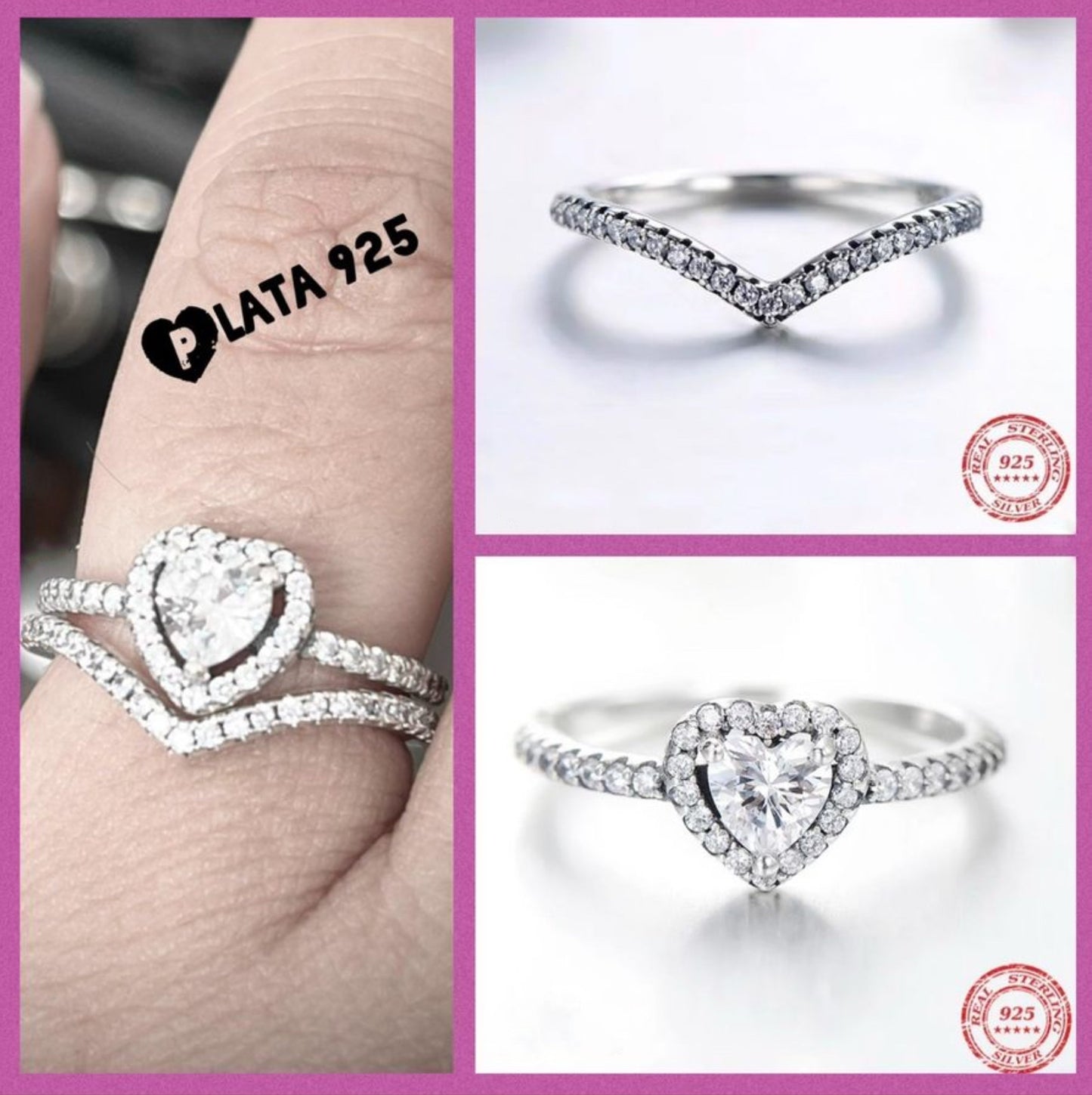 Anillo de Plata 925 con Zirconias modelo Corazón