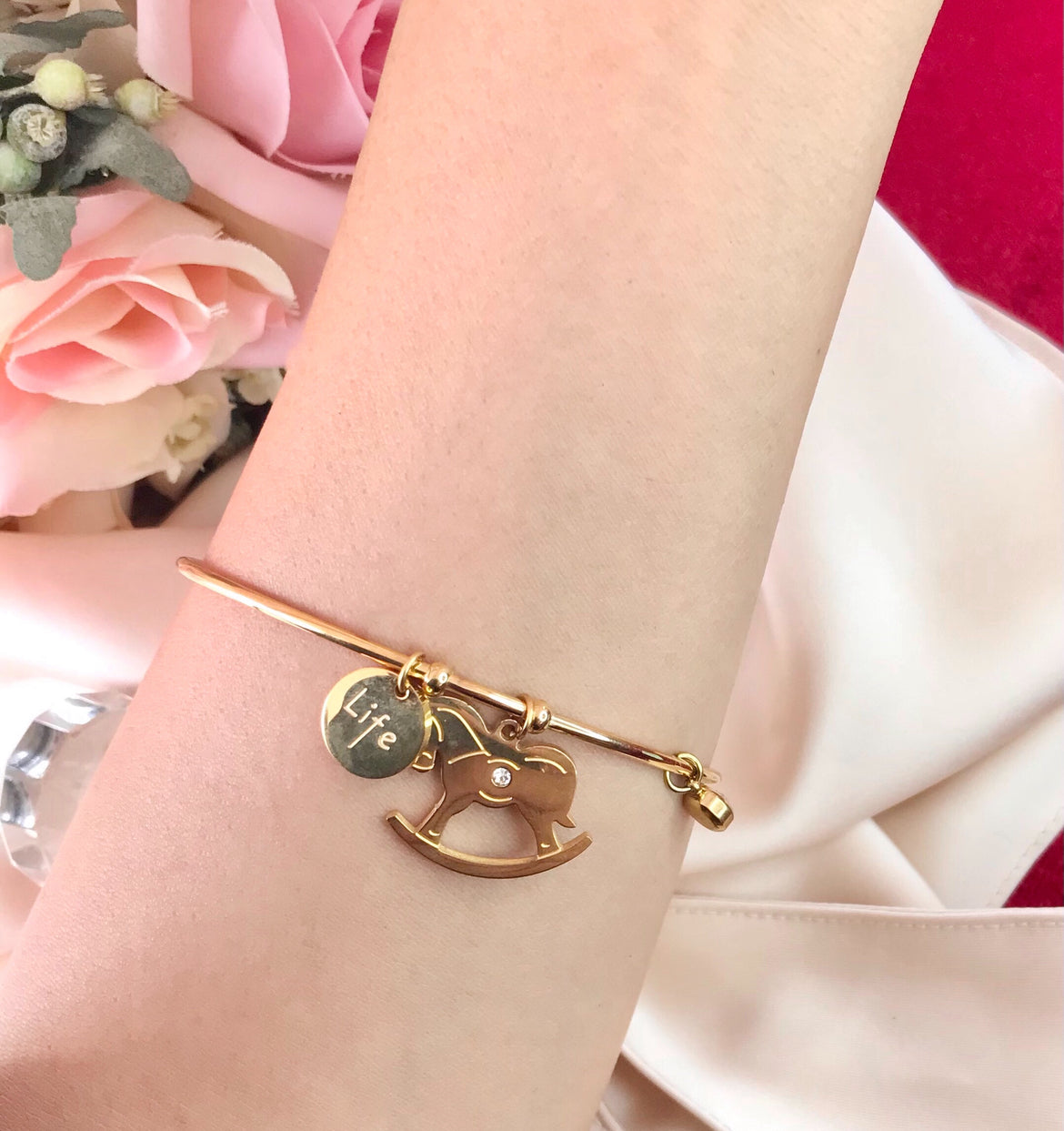 Pulsera Rígida de Acero Inoxidable con Zirconia