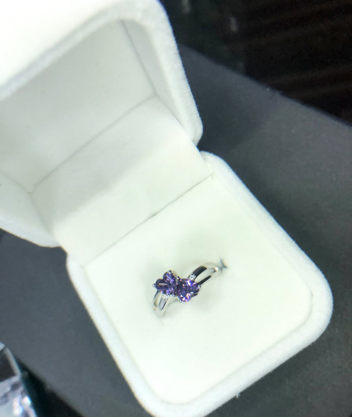 Anillo de Plata 925 con Zirconias modelo Tu y Yo modelo Corazón