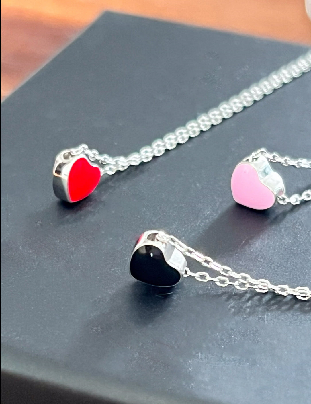 Collar de Plata 925, con Corazón Esmaltado