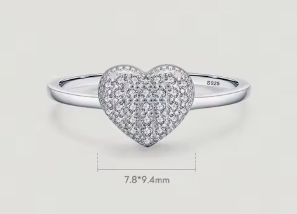 Anillo de Plata 925 con Zirconias modelo Cojín - Corazón