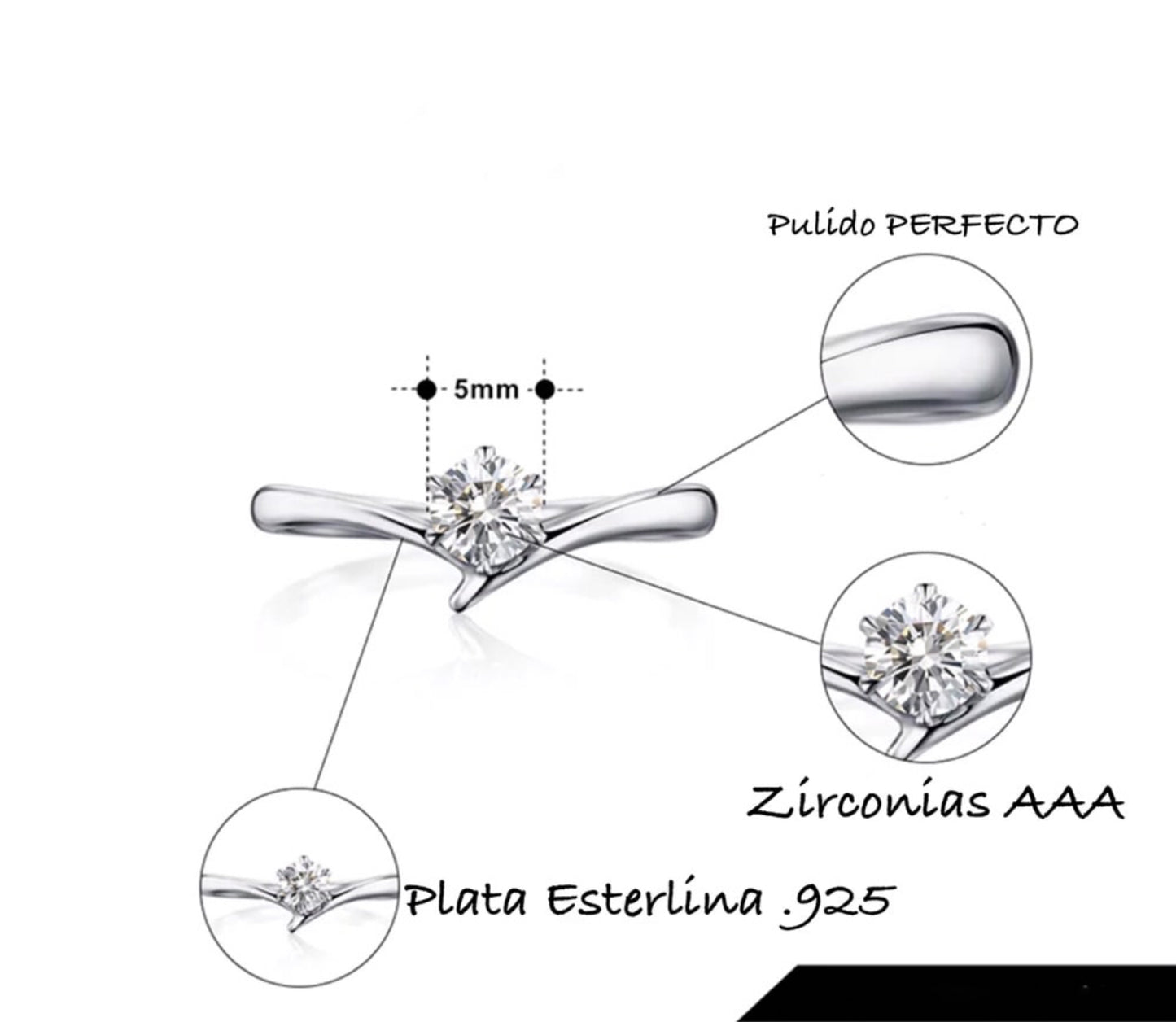 Anillo de Plata 925, con Zirconia