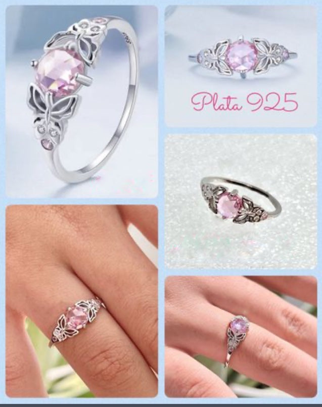 Anillo de Plata 925 con Zirconias modelo Mariposas