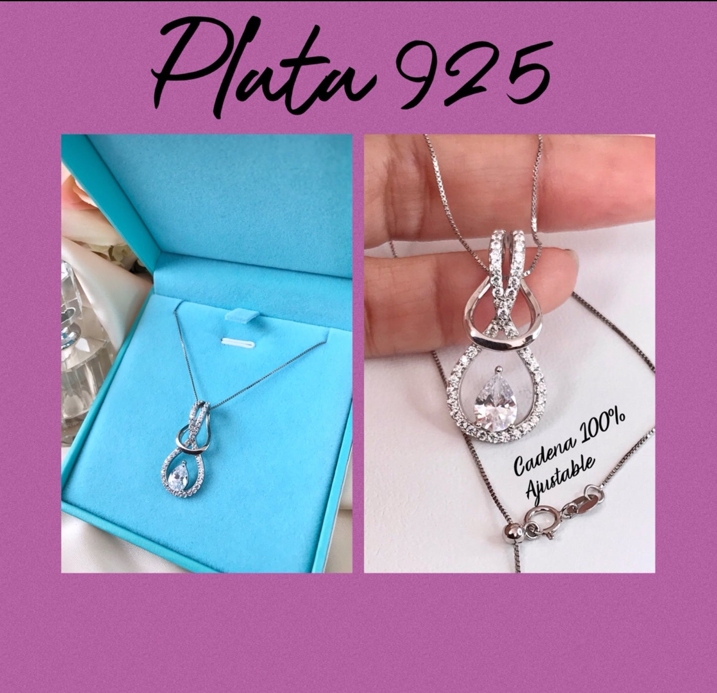 Dije con cadena de Plata 925, modelo Nudo Infinito
