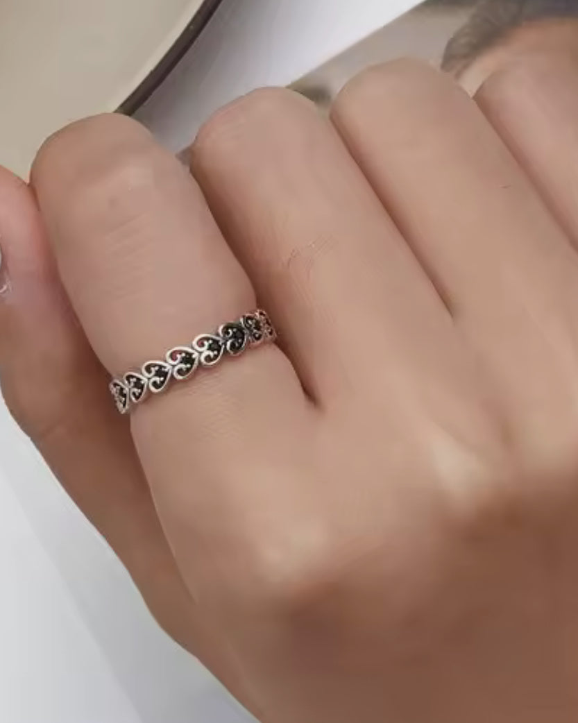 Churumbela de Plata 925 con Zirconia Negra, modelo Corazón