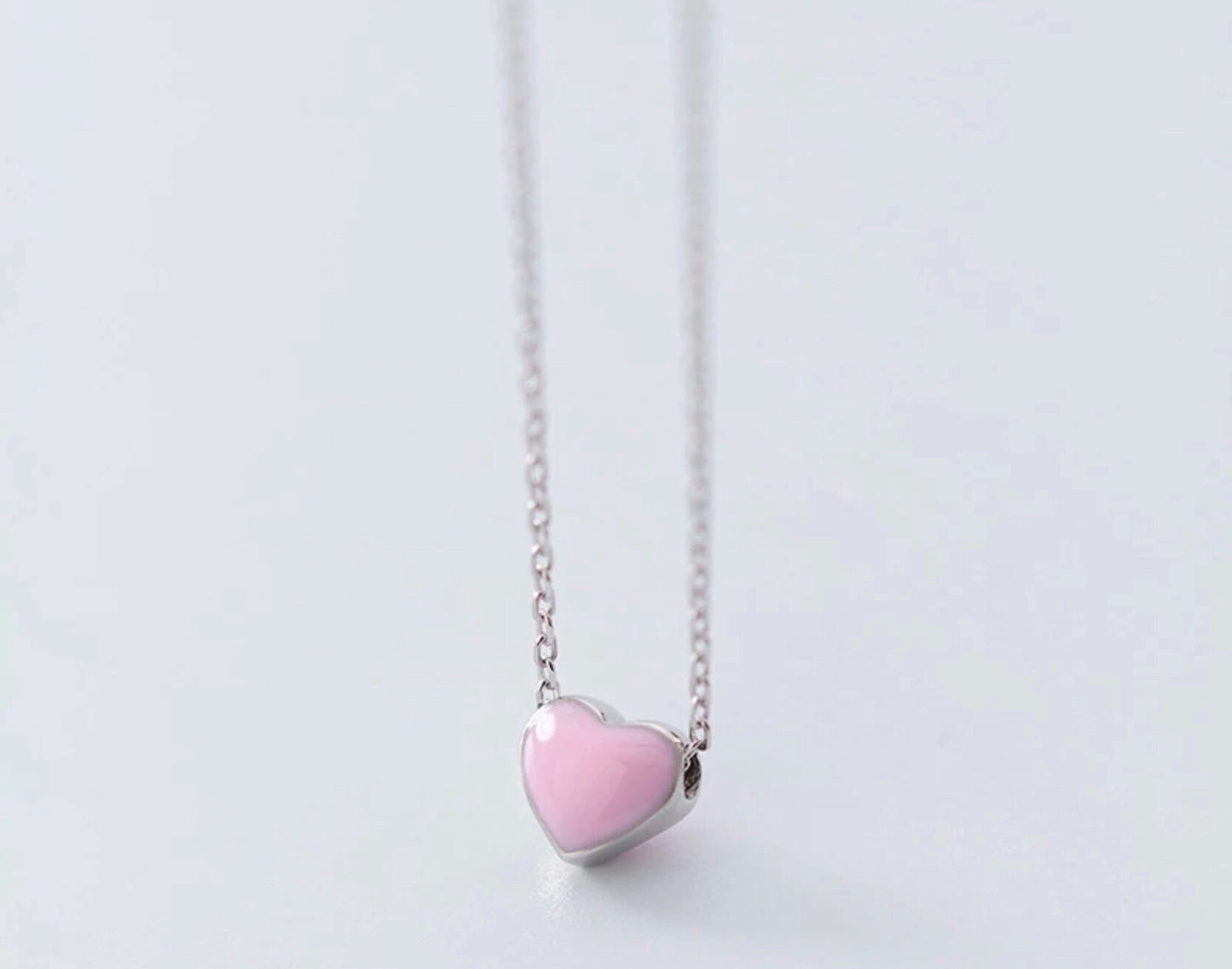 Collar de Plata 925, con Corazón Esmaltado