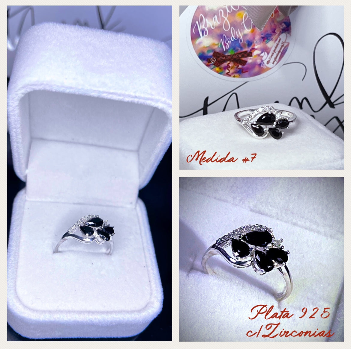 Anillo de Plata 925 con Zirconia en Color Negro
